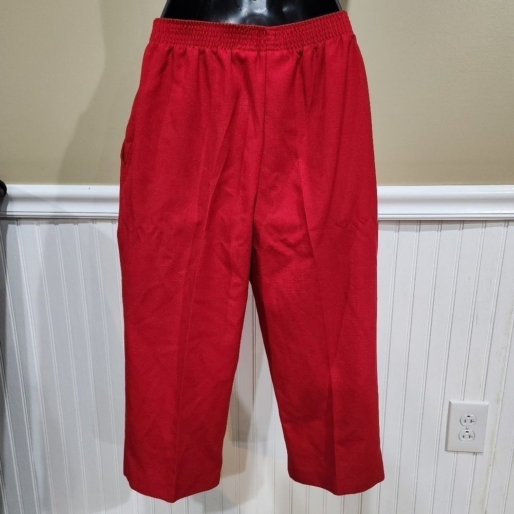 Covington Petite Red Crop Dress Pants with Pull-on Casing Waistband Size 8P - Picture 2 of 9